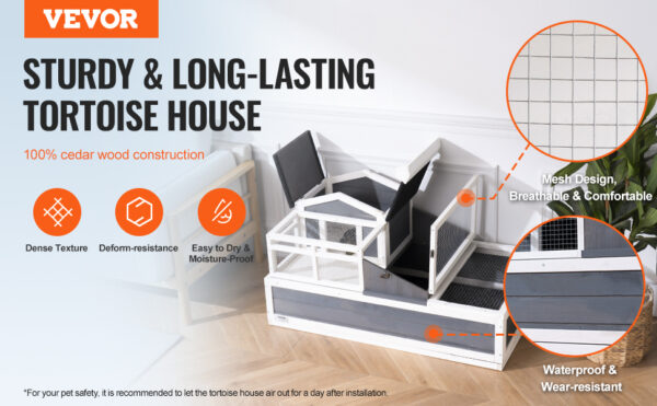 VEVOR 3-ROOM TORTOISE HOUSE WITH OPENABLE ROOF