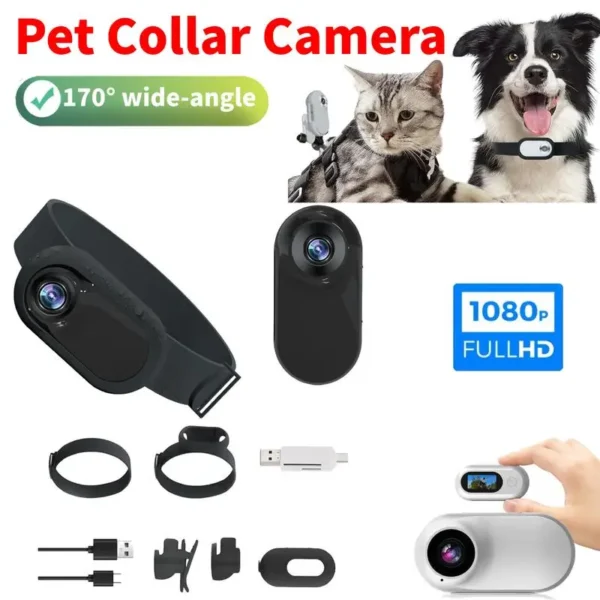 DOG CAMERA COLLAR 1080P WIRELESS NO WIFI REQUIRED