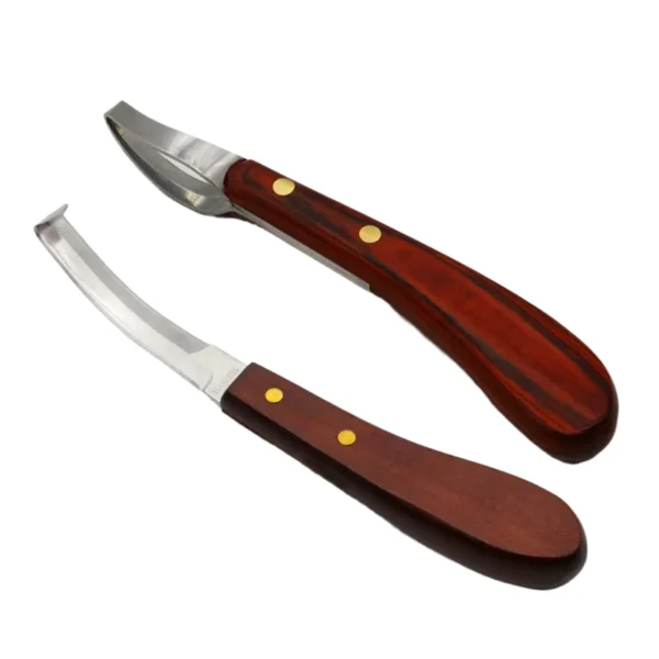 2 PCS HORSE HOOF KNIFE TRIMMER – DOUBLE EDGED WITH WOODEN HANDLE