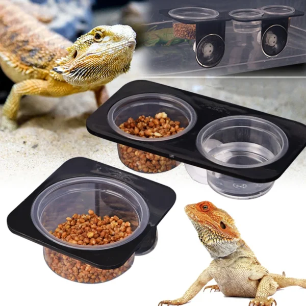 REPTILE FEEDER WITH SUCTION CUP AND BOWL FOR FOOD & WATER