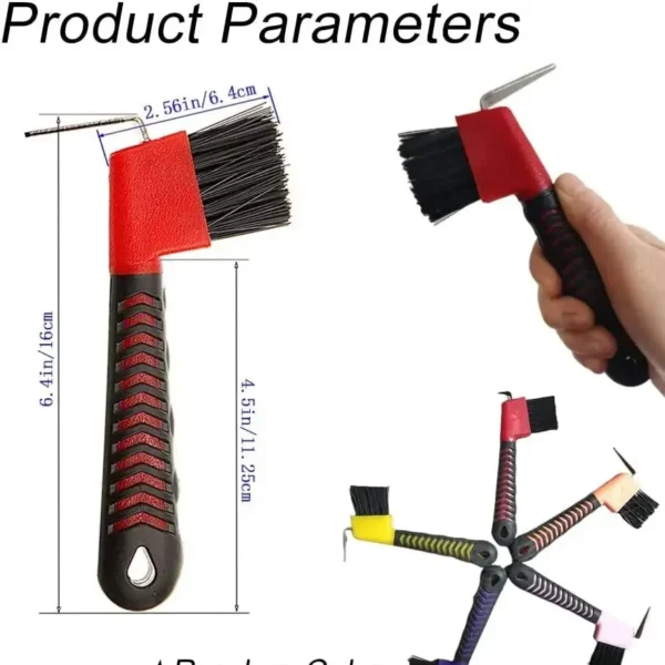 HORSE HOOF PICK BRUSH WITH HANDLE – STURDY HORSESHOE SHAPE