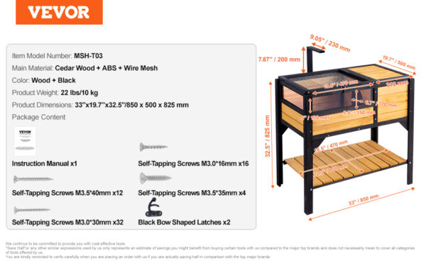 VEVOR 3-ROOM TORTOISE HOUSE WITH OPENABLE ROOF - Image 15