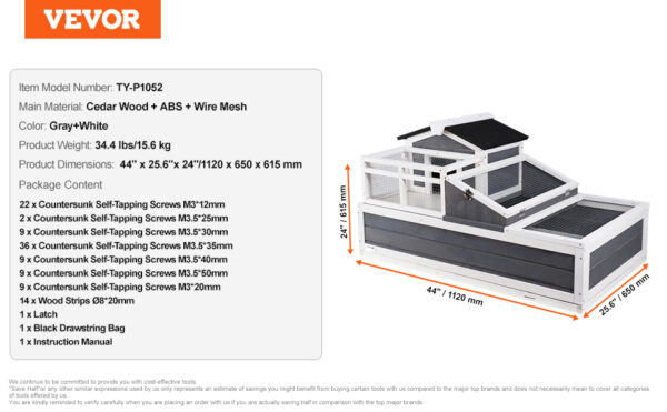 VEVOR 3-ROOM TORTOISE HOUSE WITH OPENABLE ROOF - Image 13