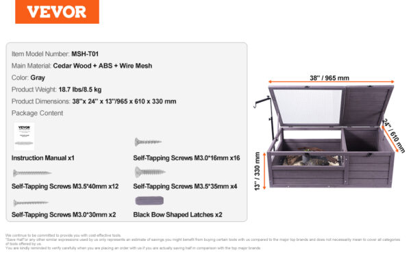 VEVOR 3-ROOM TORTOISE HOUSE WITH OPENABLE ROOF - Image 16
