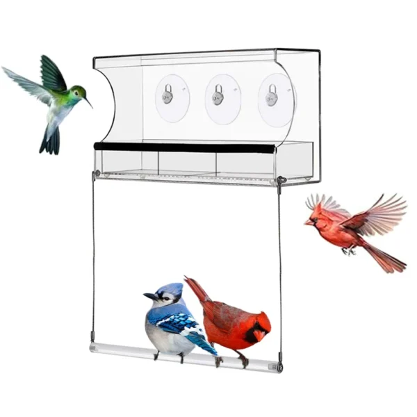 WINDOW BIRD FEEDER WITH SUCTION CUPS ACRYLIC HANGING BIRD FEEDER FOR OUTDOOR WILD BIRDS
