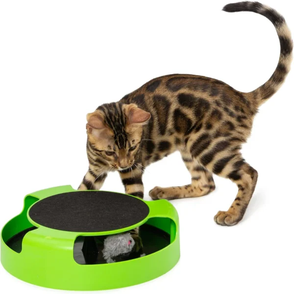 LIGHTWEIGHT INTERACTIVE GREEN SPINNING CAT TOY – HOURS OF FUN FOR YOUR CAT!