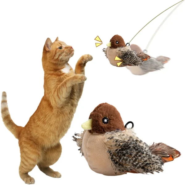 INTERACTIVE CHIRPING BIRD TOY FOR CATS – ELECTRIC, PLUSH & REALISTIC SOUND - Image 3