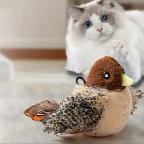 INTERACTIVE CHIRPING BIRD TOY FOR CATS – ELECTRIC, PLUSH & REALISTIC SOUND
