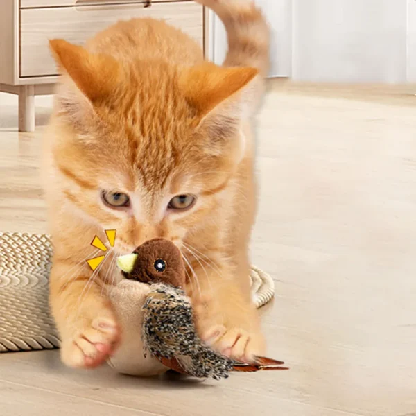 INTERACTIVE CHIRPING BIRD TOY FOR CATS – ELECTRIC, PLUSH & REALISTIC SOUND - Image 5