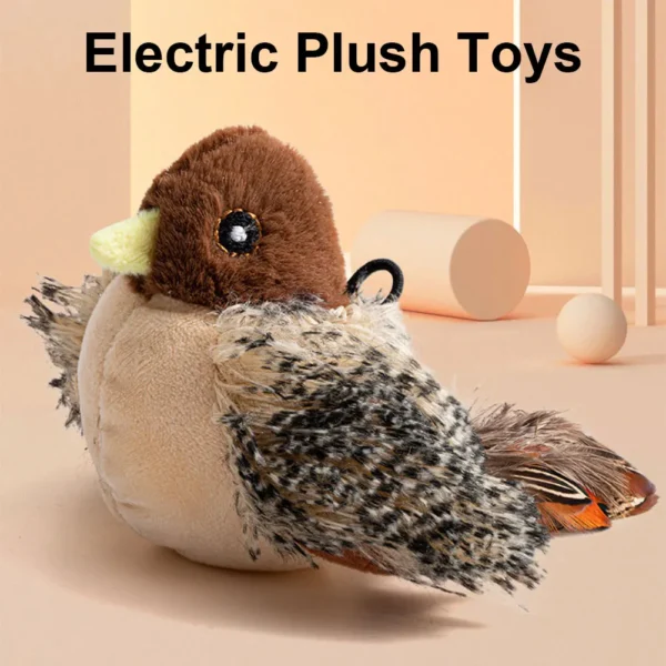 INTERACTIVE CHIRPING BIRD TOY FOR CATS – ELECTRIC, PLUSH & REALISTIC SOUND - Image 2