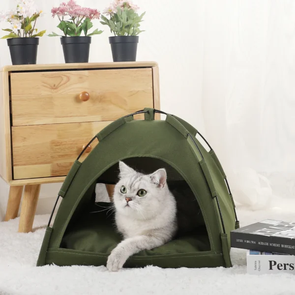 WARM CLAMSHELL PET TENT BED FOR CATS – COZY WINTER HIDEOUT - Image 2