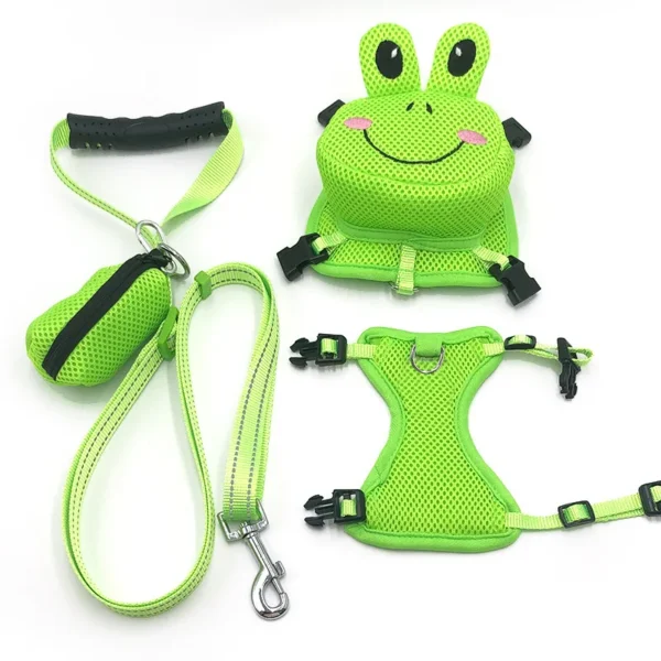 ADJUSTABLE DOG HARNESS BACKPACK WITH LEASH – CUTE FROG DESIGN FOR SMALL PETS - Image 5