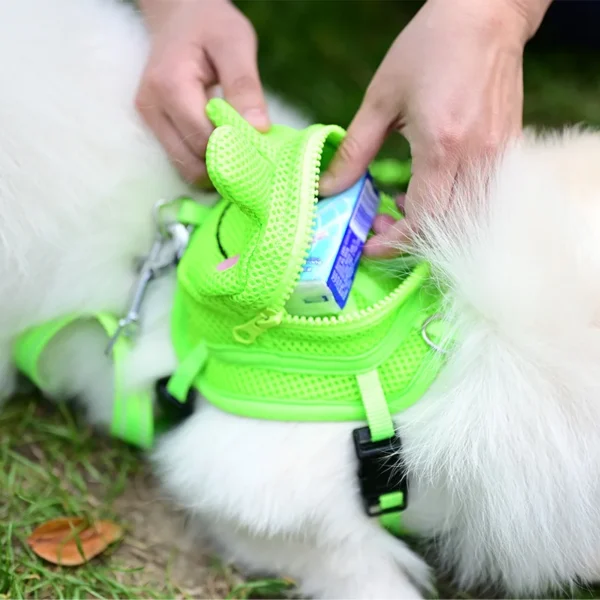ADJUSTABLE DOG HARNESS BACKPACK WITH LEASH – CUTE FROG DESIGN FOR SMALL PETS - Image 4