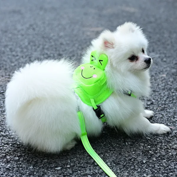 ADJUSTABLE DOG HARNESS BACKPACK WITH LEASH – CUTE FROG DESIGN FOR SMALL PETS - Image 3