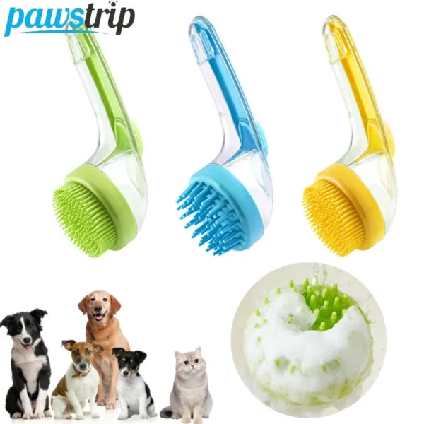 MULTIFUNCTIONAL SILICONE PET BATHING AND GROOMING BRUSH FOR DOGS AND CATS