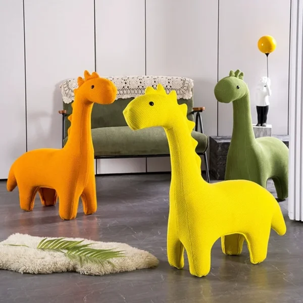 KNITTED CARTOON ANIMAL DECOR – GIRAFFE & DINOSAUR SOFA ORNAMENT - Image 3