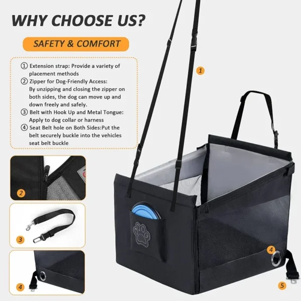 PORTABLE WATERPROOF PET CAR SEAT & CARRIER - Image 4