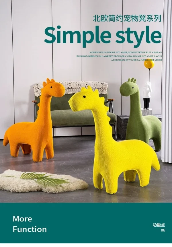 KNITTED CARTOON ANIMAL DECOR – GIRAFFE & DINOSAUR SOFA ORNAMENT - Image 7